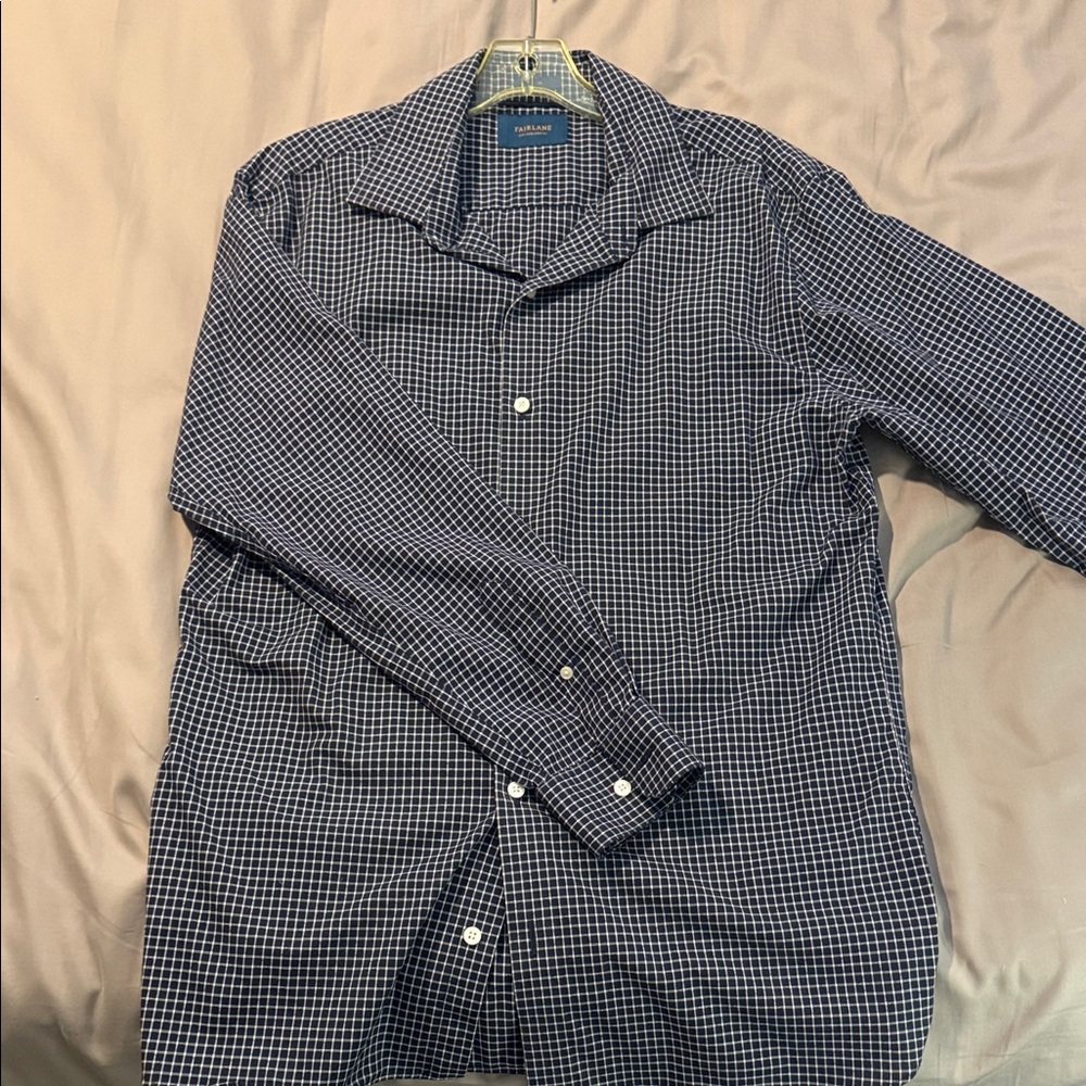 Men's Navy Checkered Button Down Shirt